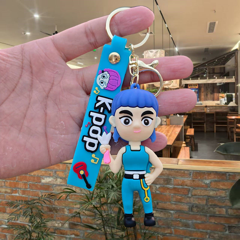 Wholesale new large K-POP Demon Hunter Girl Group PVC soft plastic  keychain