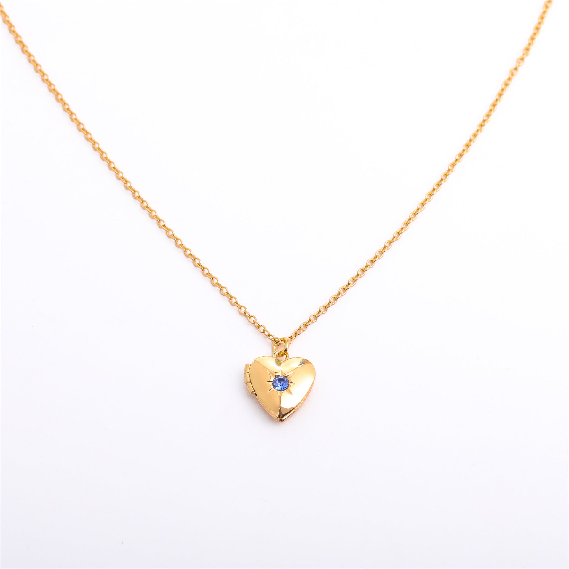 Wholesale December birthday stone heart-shaped opening and closing album necklace