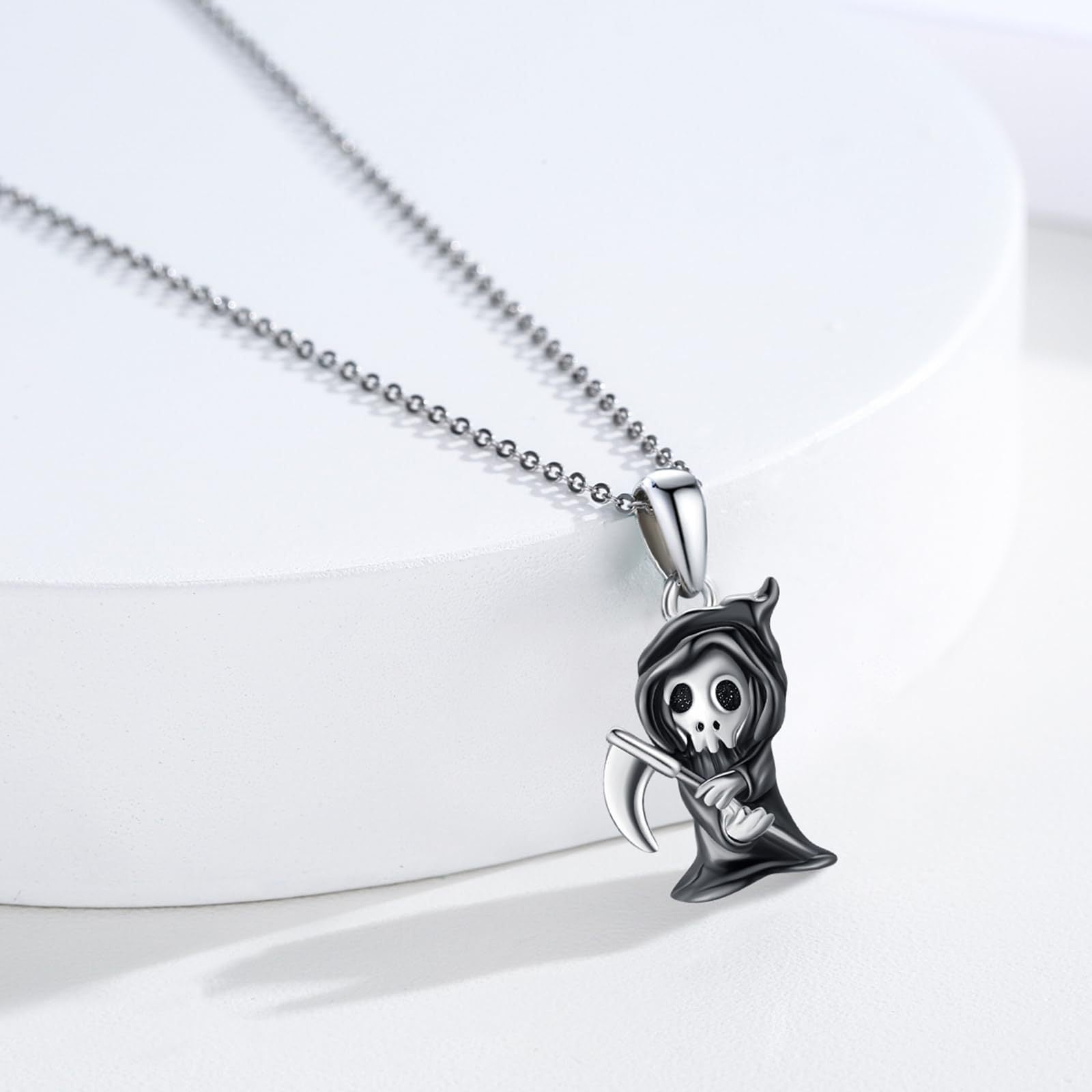 Wholesale Demon Gothic Death Scythe Earrings Skull Ghost Pendant Black Halloween Funny Multer Necklace