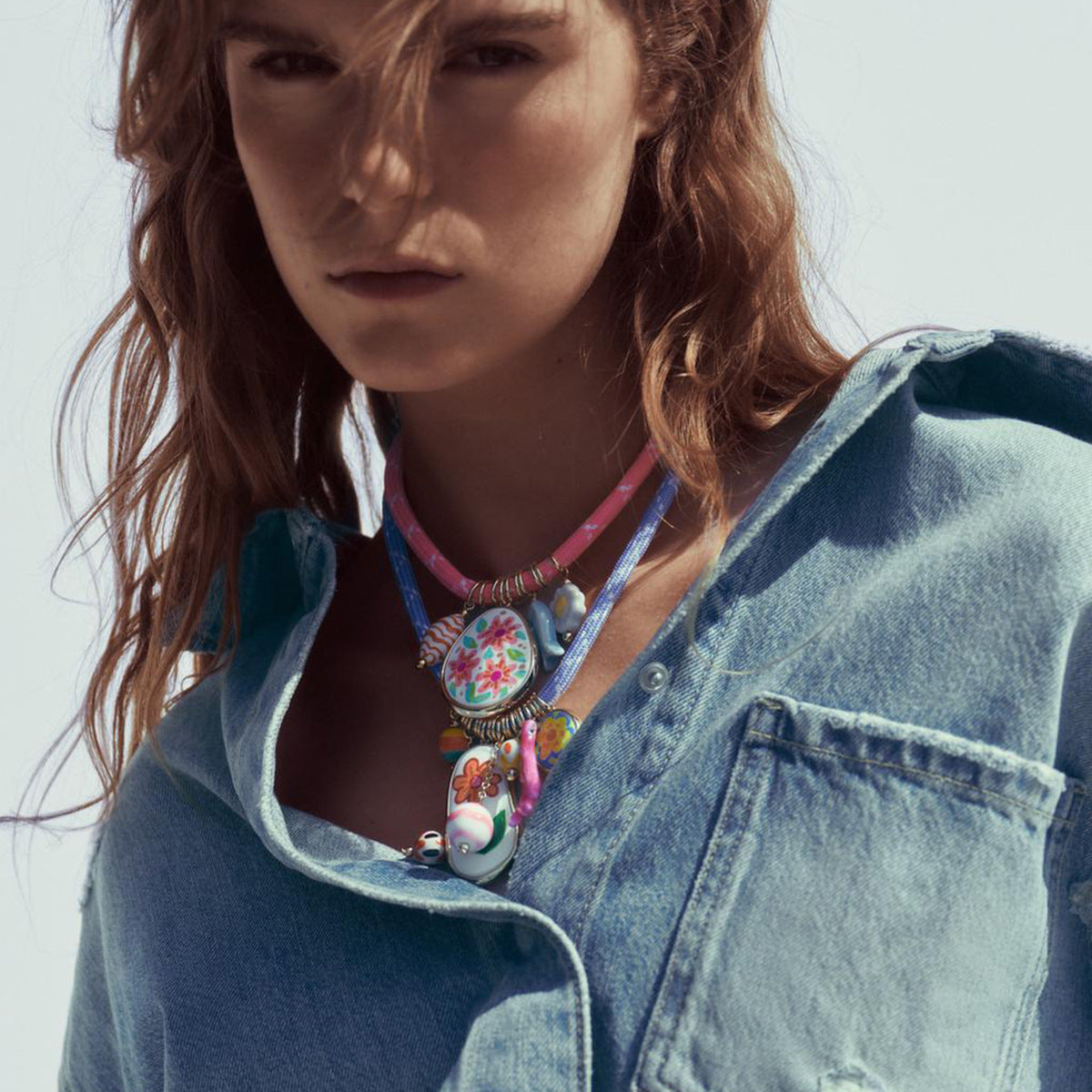 Wholesale Multi-element Pendant Necklace Cute Flower Egg Flower Clavicle Chain