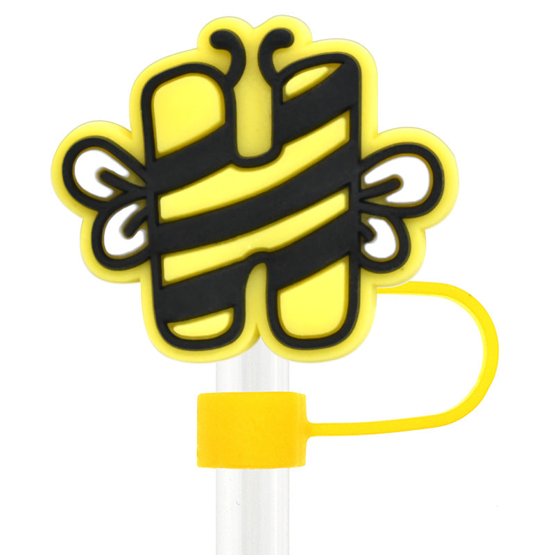 Wholesale Random 100pcs Bee Letters 10mm Straw Tube Cap ACC-SCR-RYY068