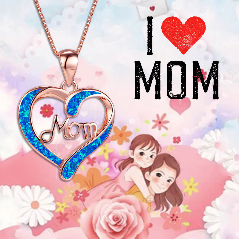 Wholesale Alloy Heart-shaped MOM Mother's Day Gift Necklace ACC-NE-JYS003