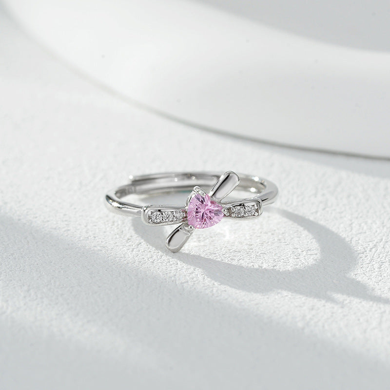 Wholesale Bow Ring S925 Sterling Silver Set with Zirconia Stones Fashionable Ring