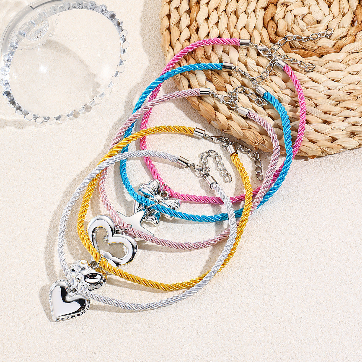 Wholesale Jewelry Love Bow Five-pointed Star Pendant Color Rope Necklace