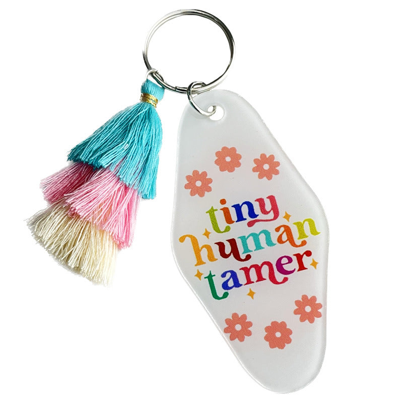 Wholesale of 2pcs/pack Teacher Gifts, Multi-layer Tassels, Acrylic Keychains ACC-KC-HY006