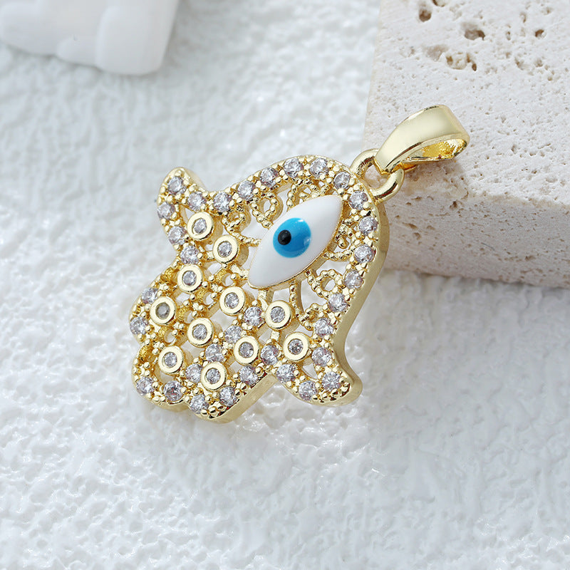 Wholesale Gold Plated Copper Eye Pendant Necklace with Zircon - Trendy Jewelry Accessory for Women