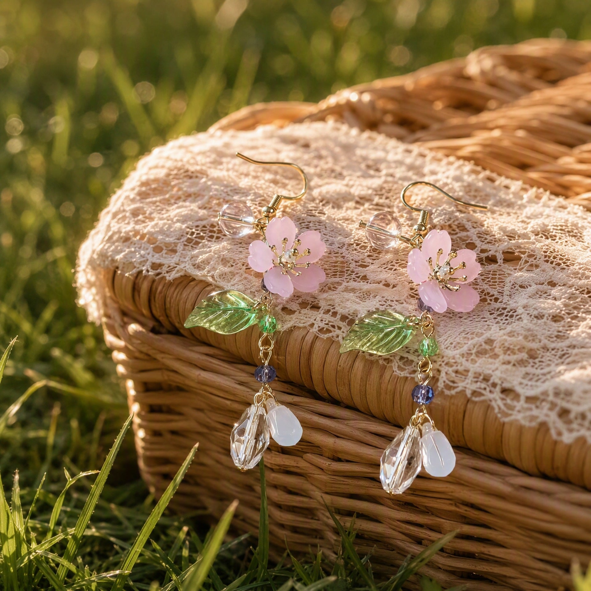 Wholesale French Style Floral Tassel Earrings Long Dangle Acrylic Jewelry Fashion Accessory Boutique Resale