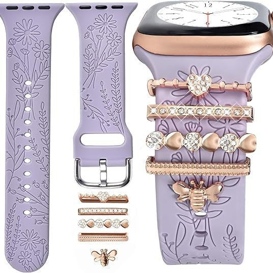 Wholesale Bee Rhinestone Five Piece Watch Band Charm Set For Silicone Band Gold Alloy Fashion Accessory