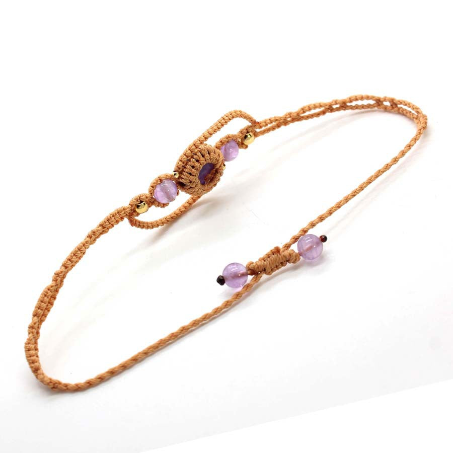 Wholesale Stylish Ethnic Amethyst Crystal Beaded Bracelet Handmade Adjustable Women S Jewelry Fashion Accessory For Boutique Resale