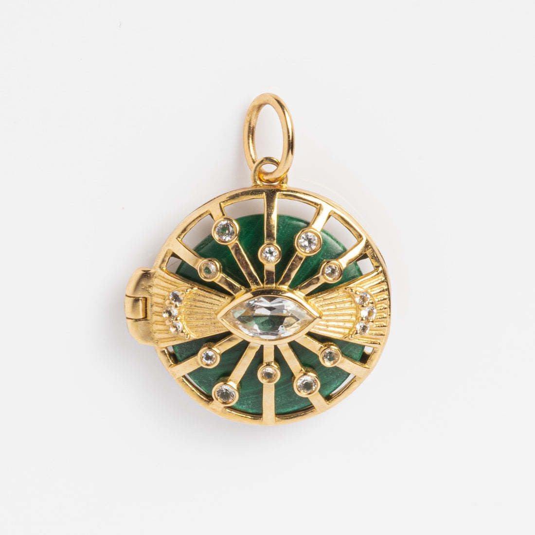 Wholesale Natural Stone Round Heart Opening Necklace