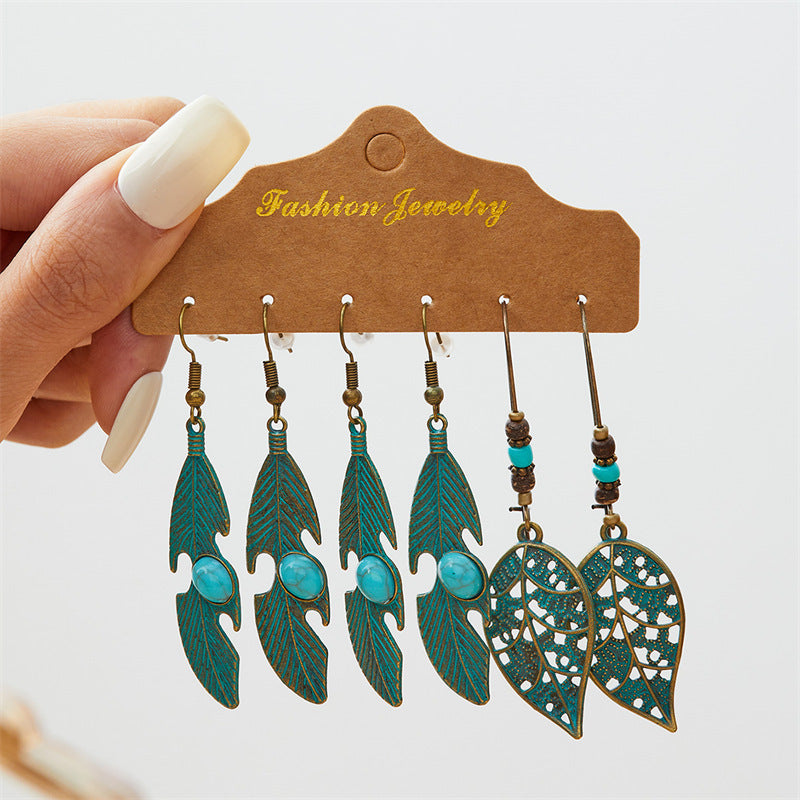 Wholesale Bohemian ethnic style  earrings  all-match long tassel retro combination earrings