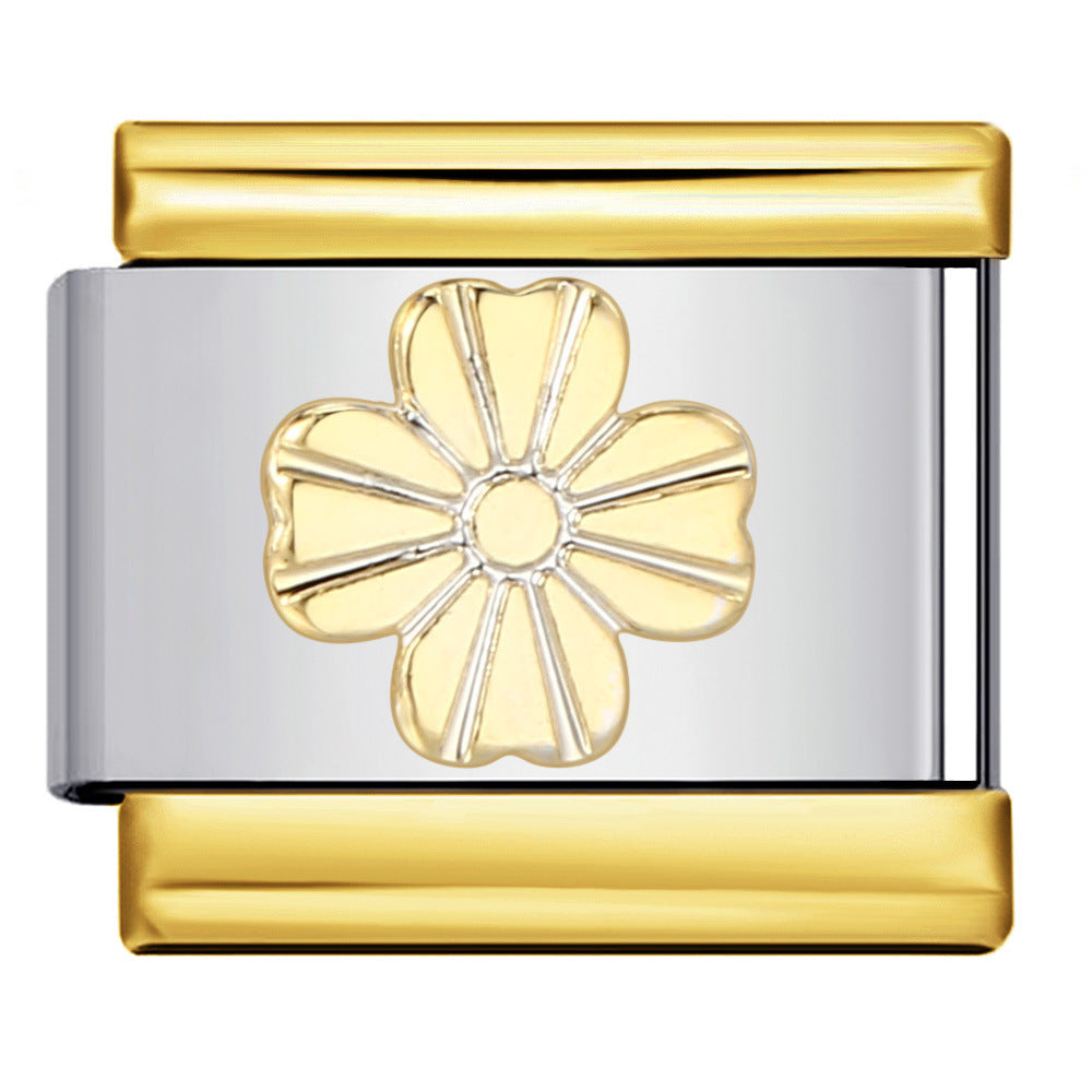 Wholesale Italian Charm Bracelet 9mm DIY gold-plated silver pattern Creative Stainless Steel Composable Bracelet