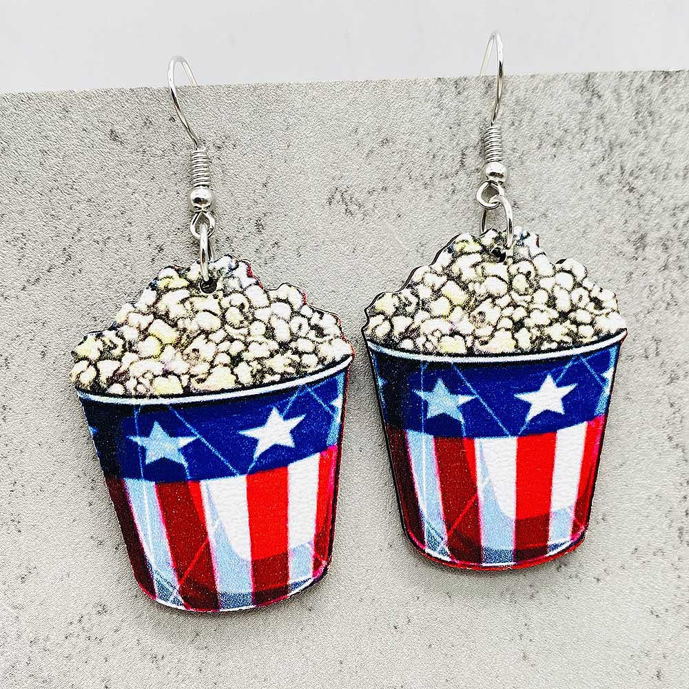 Wholesale American Independence Day Ice Cream Beach Wooden Earrings ACC-ES-Cheny014