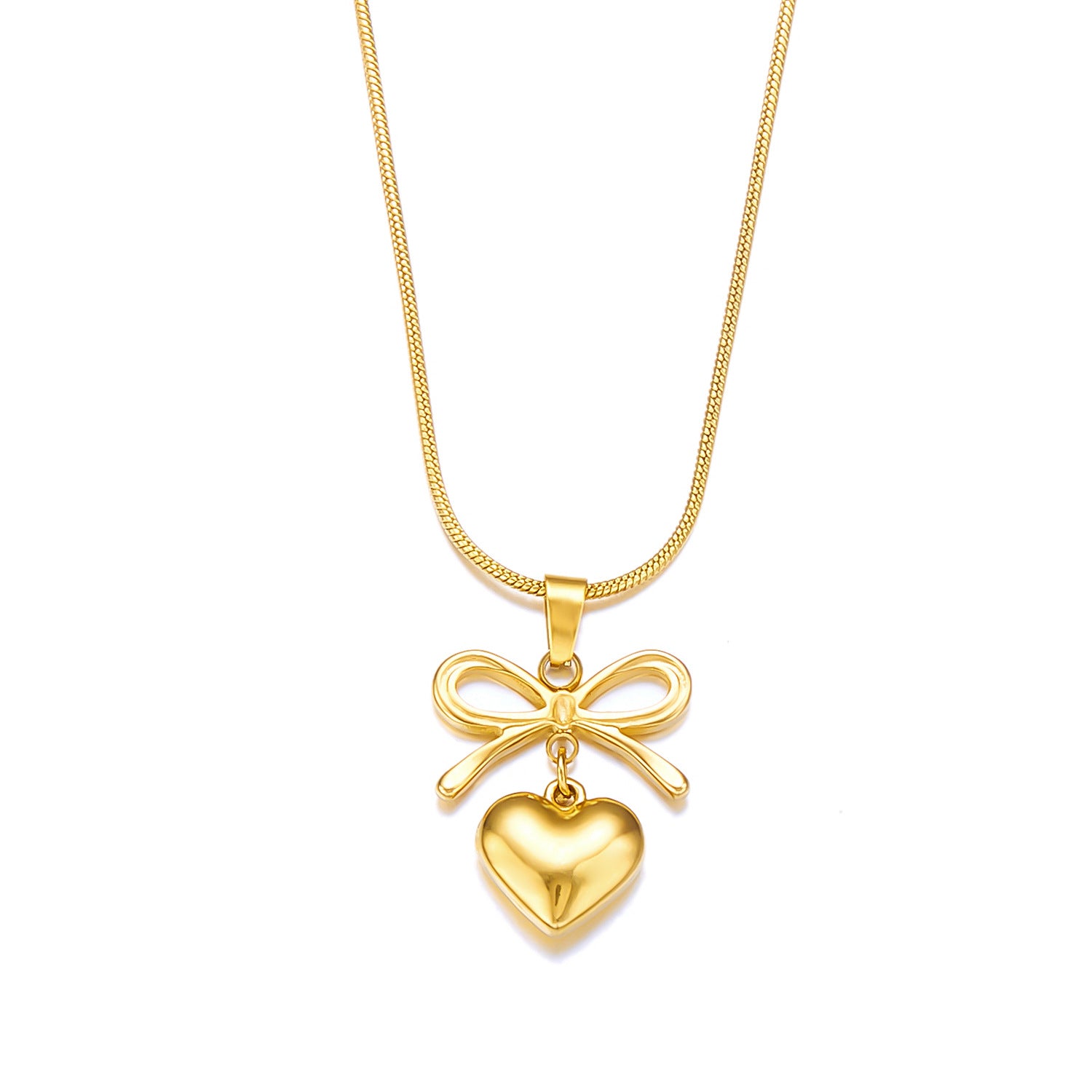 Wholesale Stainless Steel Bow Love Necklace