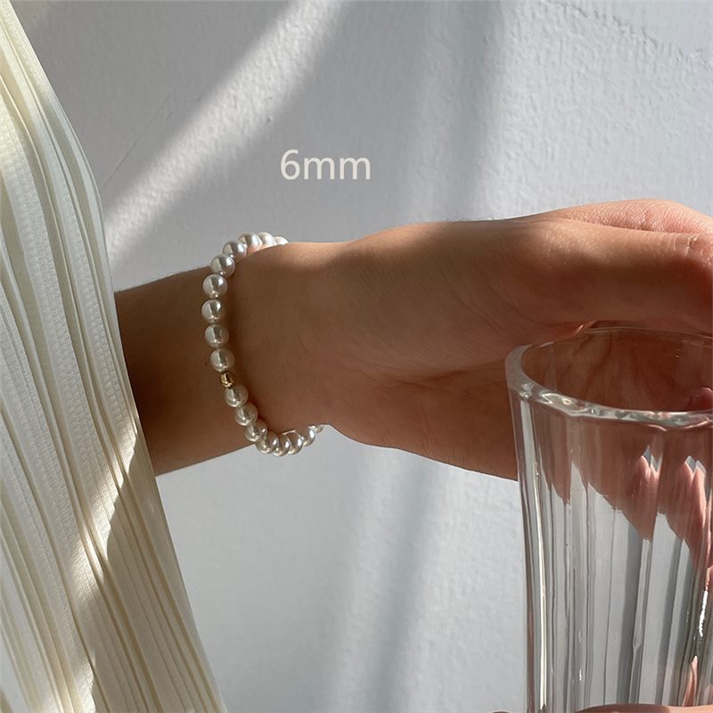 Wholesale  pearl bracelet  14K gold round beads elastic rope bracelet