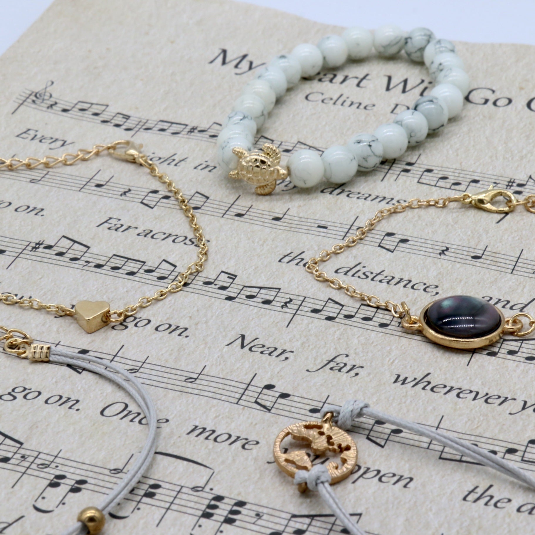 Wholesale 5pcs/set woven bracelet turtle pineapple love black beads Earth cyan beads String Diamond turquoise bracelet