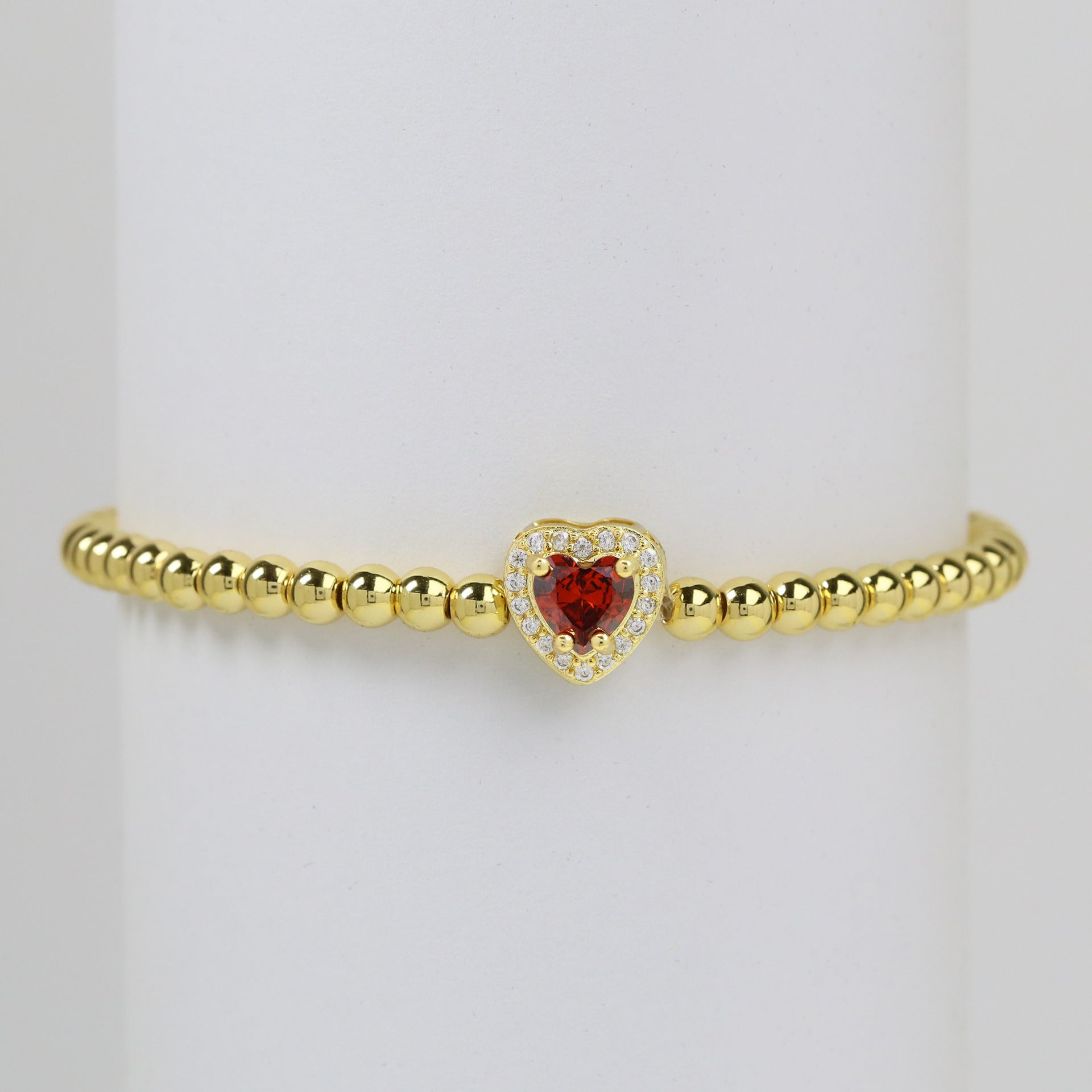 Wholesale  18k gold twelve birthstone December stone color love copper beads bracelet