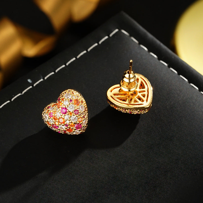 Wholesale S925 Silver Needle Full Diamond Love Earrings