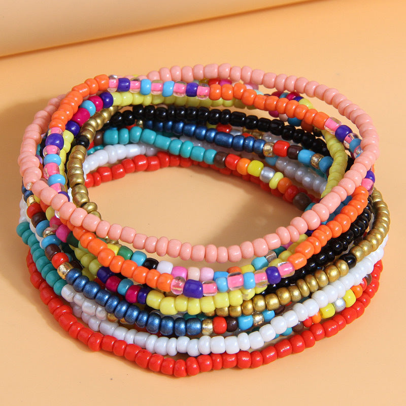 Wholesale Bohemian Ethnic Style Fine Rice Beads Multi-Layer Bracelet for Women ACC-BT-Weiy026