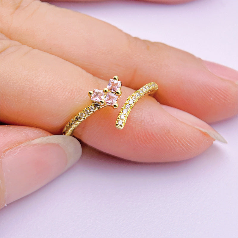 Wholesale Diamond Micro-Inlaid Zirconia Heart-Shaped Ring Open Rings ACC-RS-YXY026