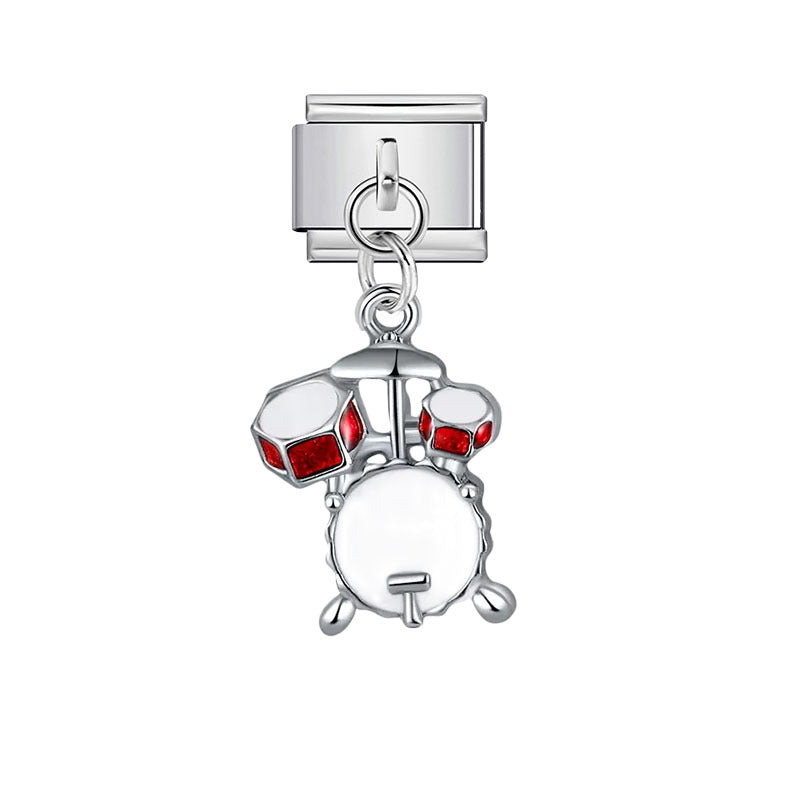 Wholesale Stainless Steel &  Enamel Music-Themed Modular Pendants – Italian DIY Bracelet &  Bead Jewelry ( Premium Resale Quality)