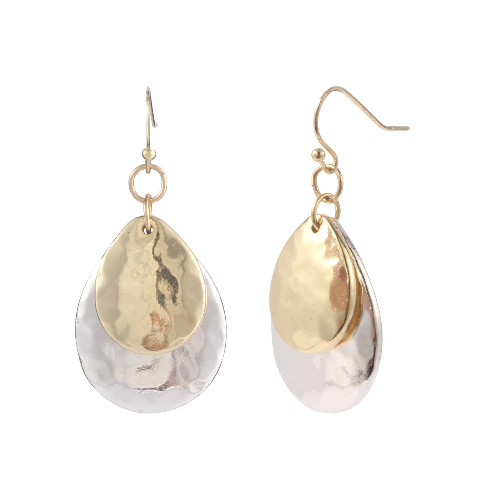 Wholesale Copper Plated Two-Tone Geometric Earrings for Women Chic Jewelry Accessory
