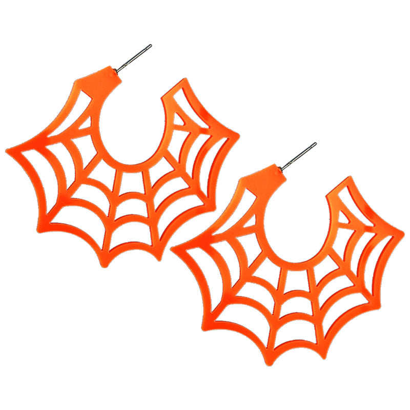 Wholesale 2 Pairs/pack Halloween Spider Web Earrings Punk Fluorescent Retro Earrings Acrylic Earrings ACC-ES-HY147