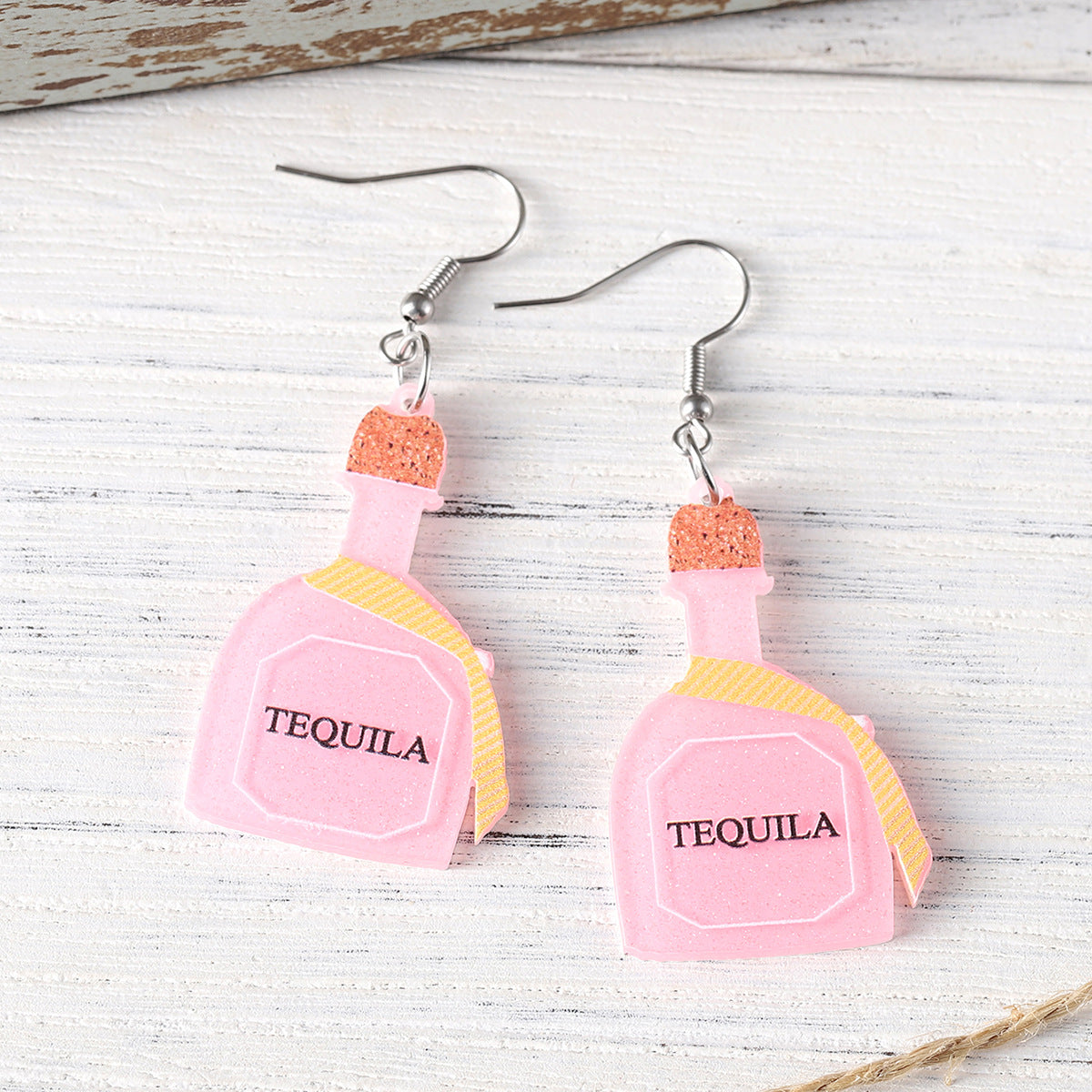 Wholesale Tequila Bottle Sequined Acrylic Drop Earrings