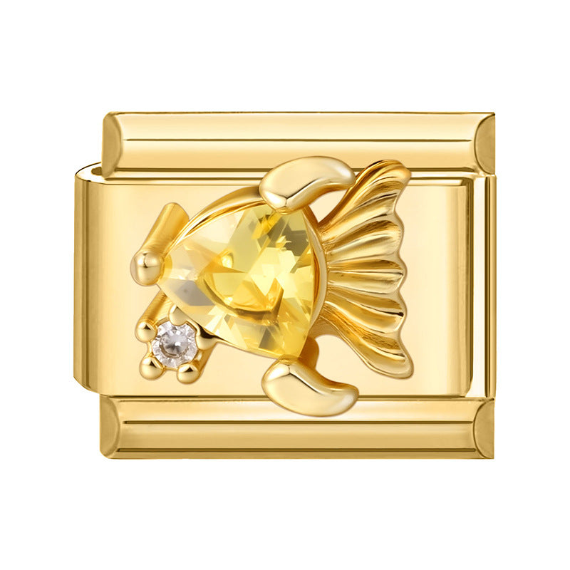 Wholesale Italian Charm Bracelet 9mm DIY Splicing Gold Micro-Inlaid Cubic Zirconia Stainless Steel Composable Bracelet