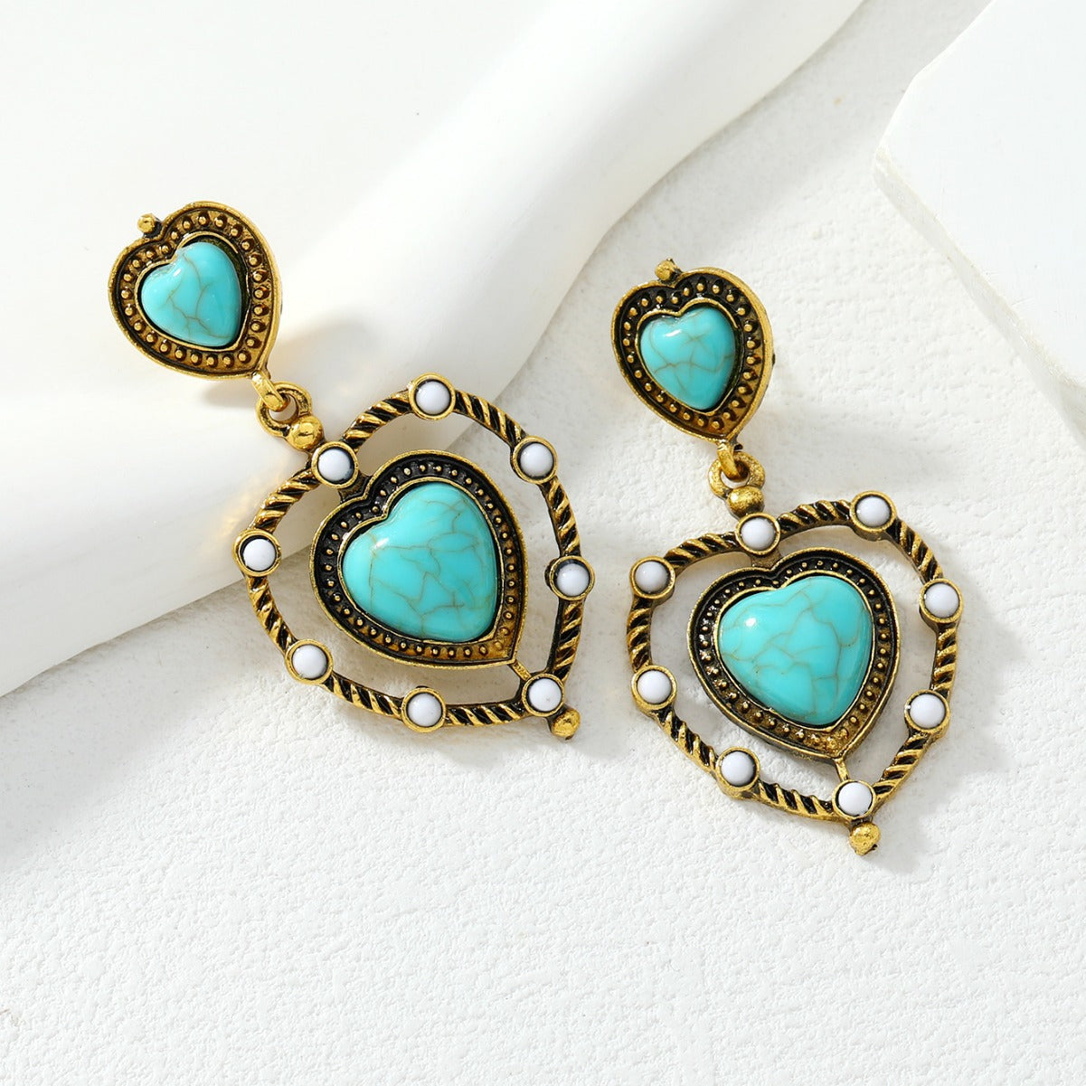 Wholesale Exotic Love Turquoise Earrings Heart Earrings ACC-ES-Qunq007