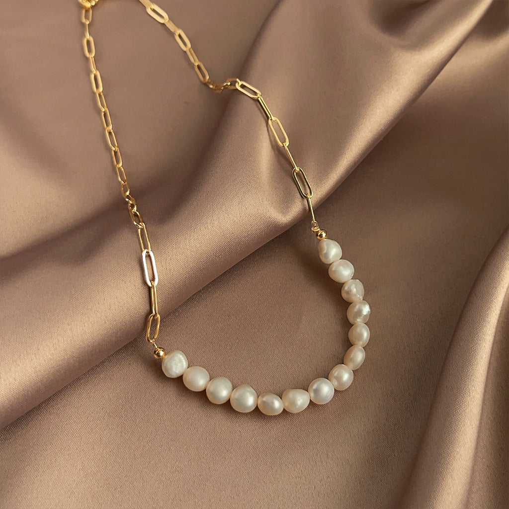 Wholesale Natural Pearl Necklace Zircon Clavicle Chain Choker Necklace ACC-NE-Eryu001