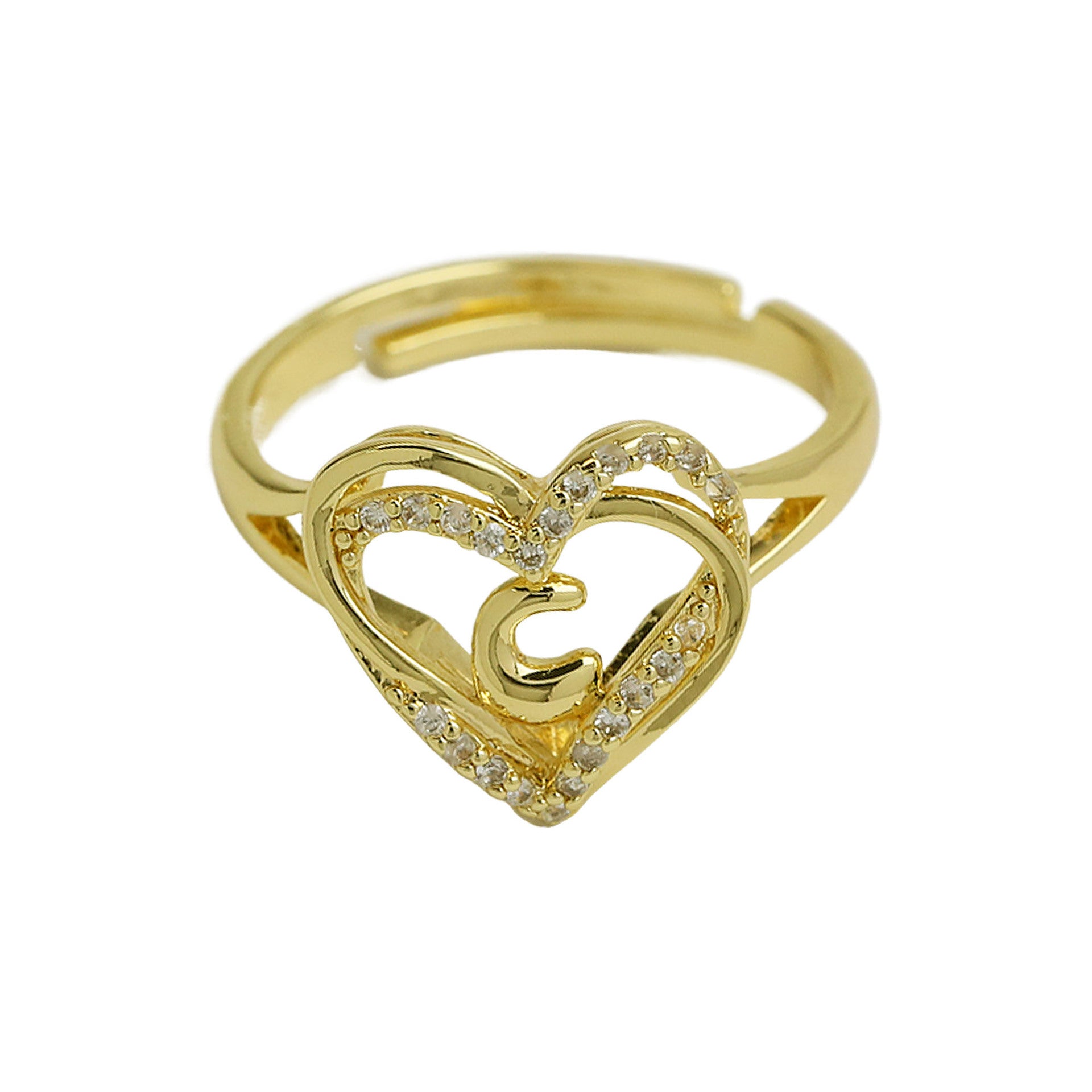 Wholesale  gold love heart-shaped 26 English letters open heart fashion  ring