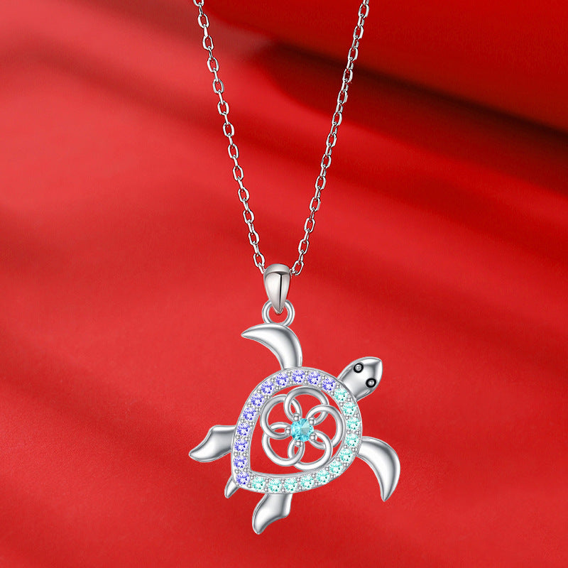 Wholesale Sparkling Silver Cute Turtle Pendant Necklace Casual Everyday Gift Boutique Resale Jewelry