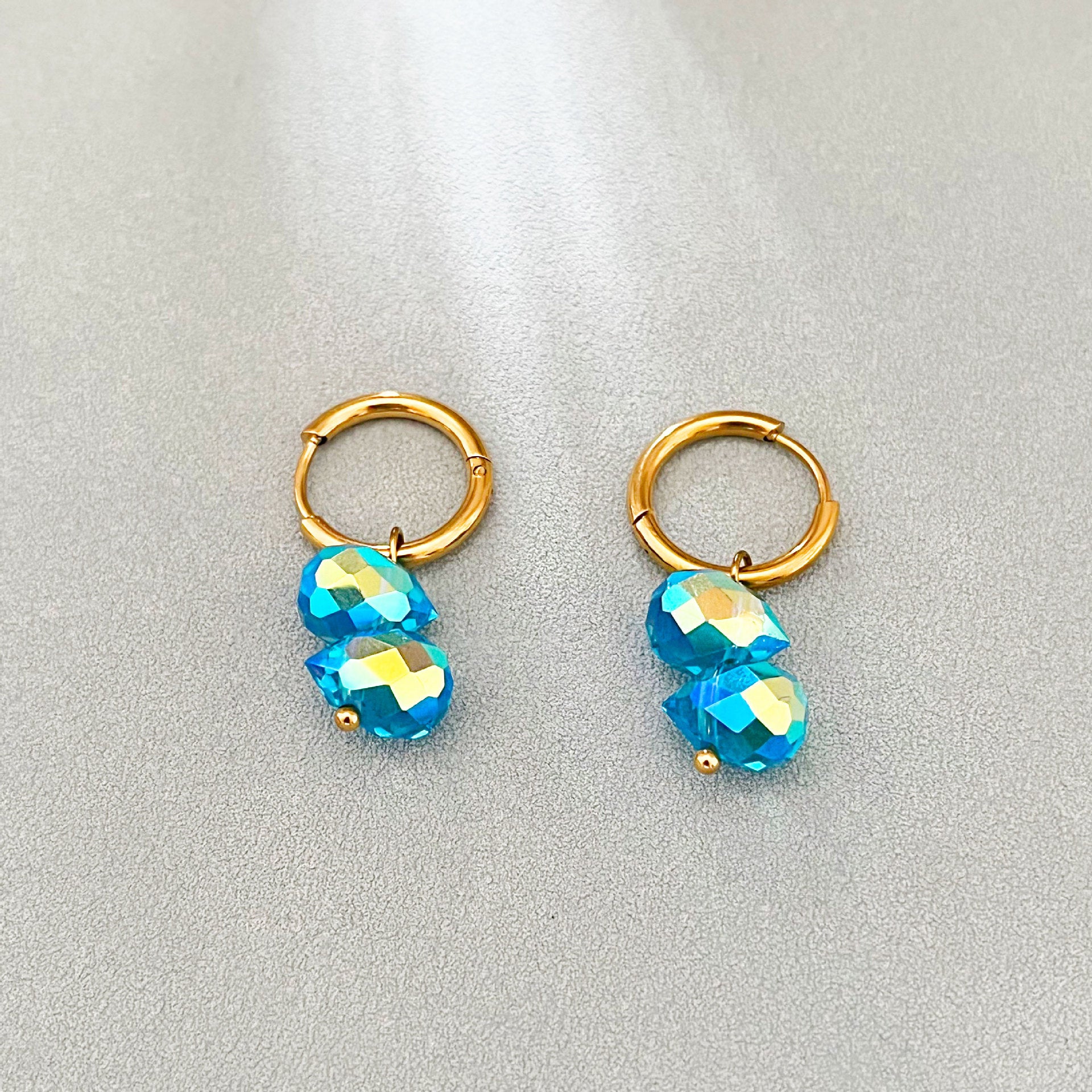 Wholesale  Colorful Crystal Glass Water Drop Bead Earrings