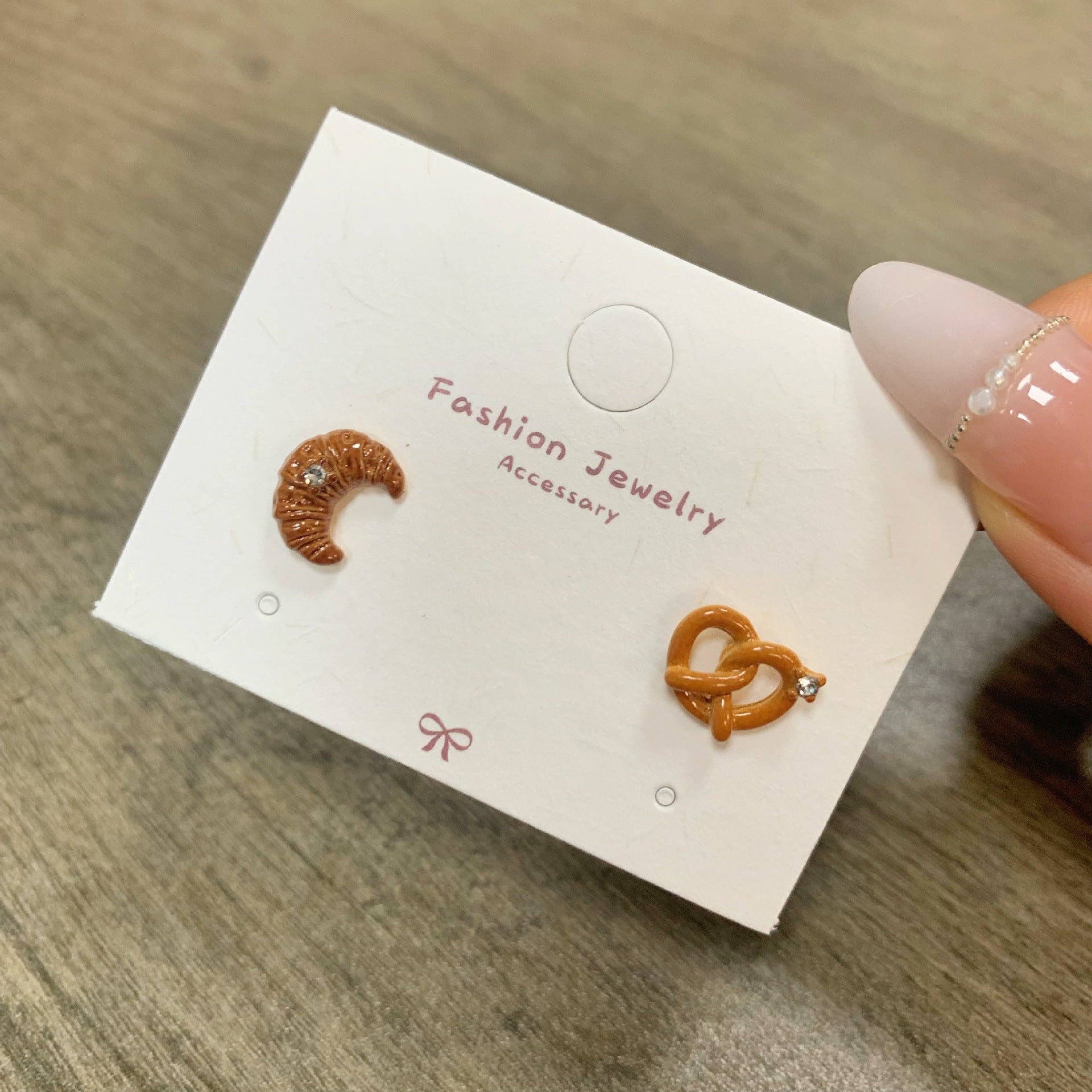 Wholesale Mini Silver Needle Earring Set Cartoon Cute Caramel Bread Small Earrings