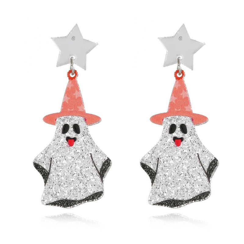 Wholesale Halloween Acrylic Earrings Cartoon Pumpkin Ghost Earrings ACC-ES-YuanQin005