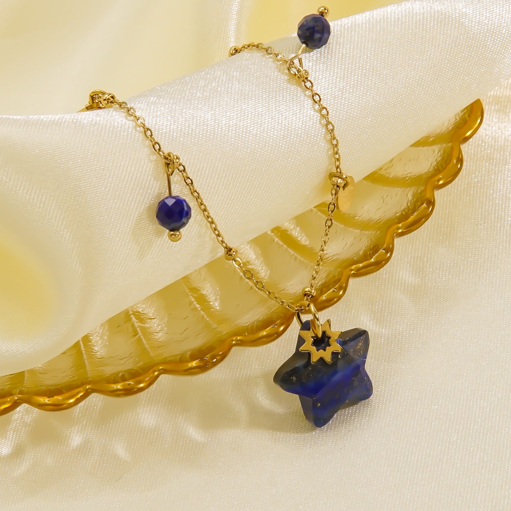 Wholesale Light Luxury Five-pointed Star Pendant Natural Stone Necklace