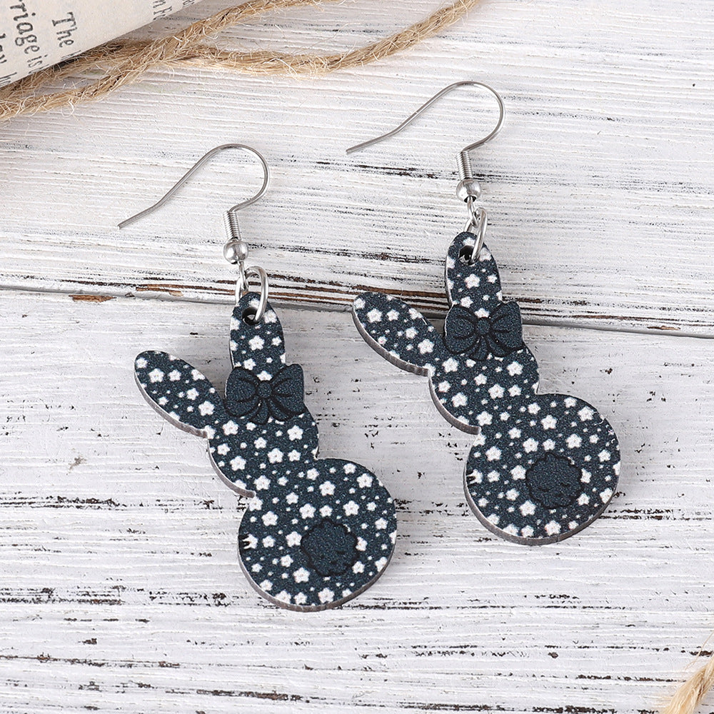 Wholesale  Easter Cute Flower Bow Rainbow Rabbit Pendant Earrings