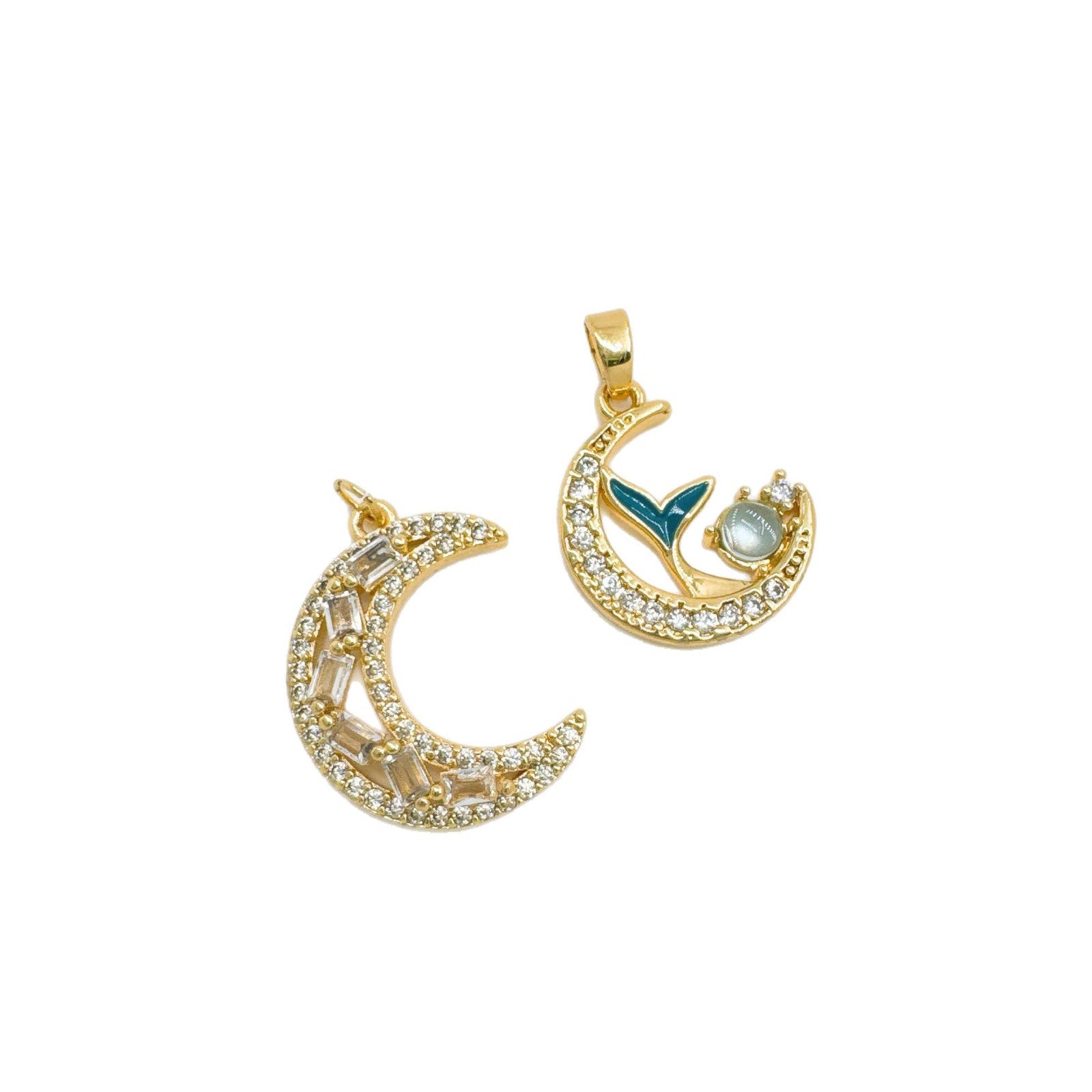 Wholesale Elegant Gold Plated Zircon Moon Pendant Necklace Boutique Resale