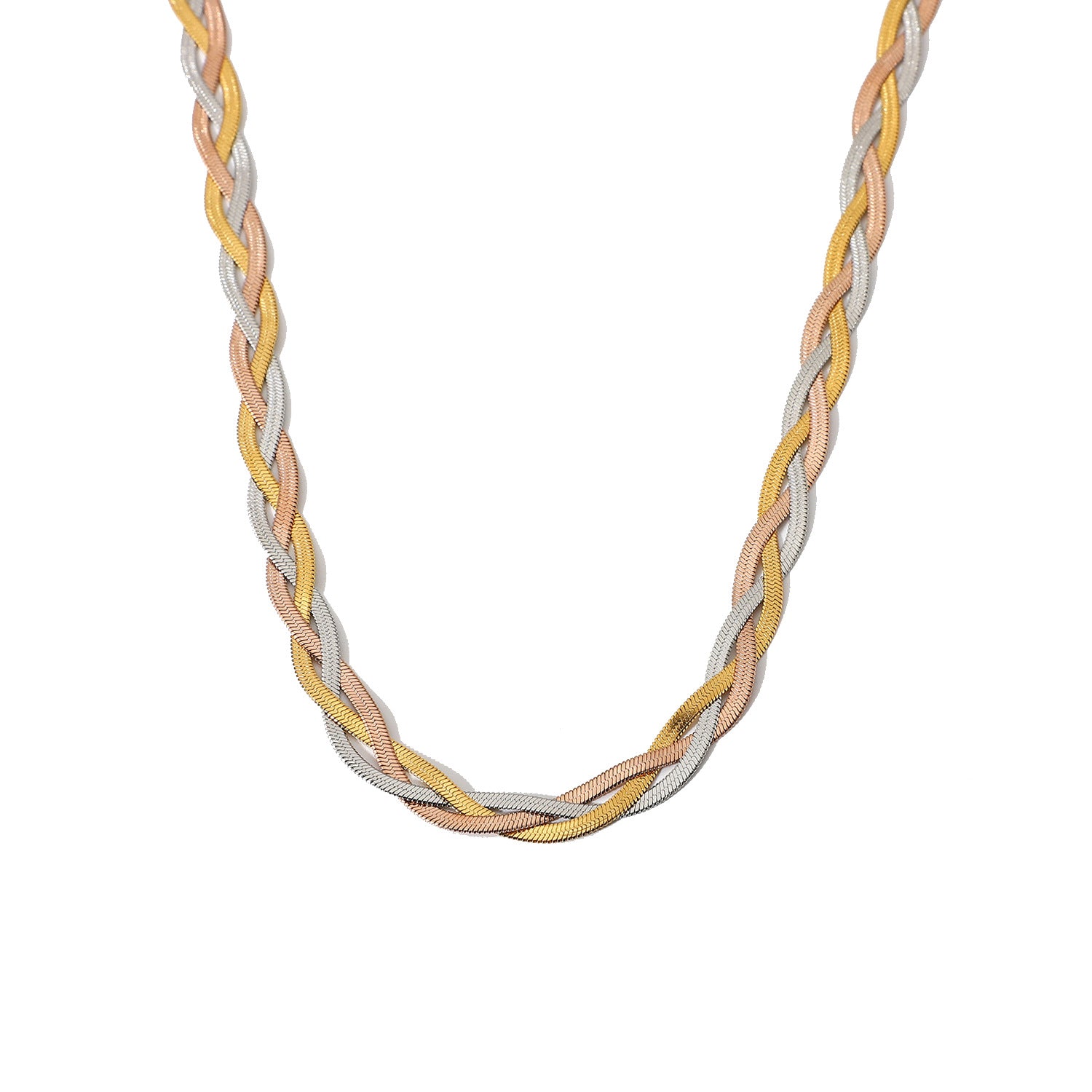 Wholesale Handmade Braided Titanium Steel Necklace Light Luxury Necklaces Three-layer Snake Bone Chain ACC-NE-YiSheng003