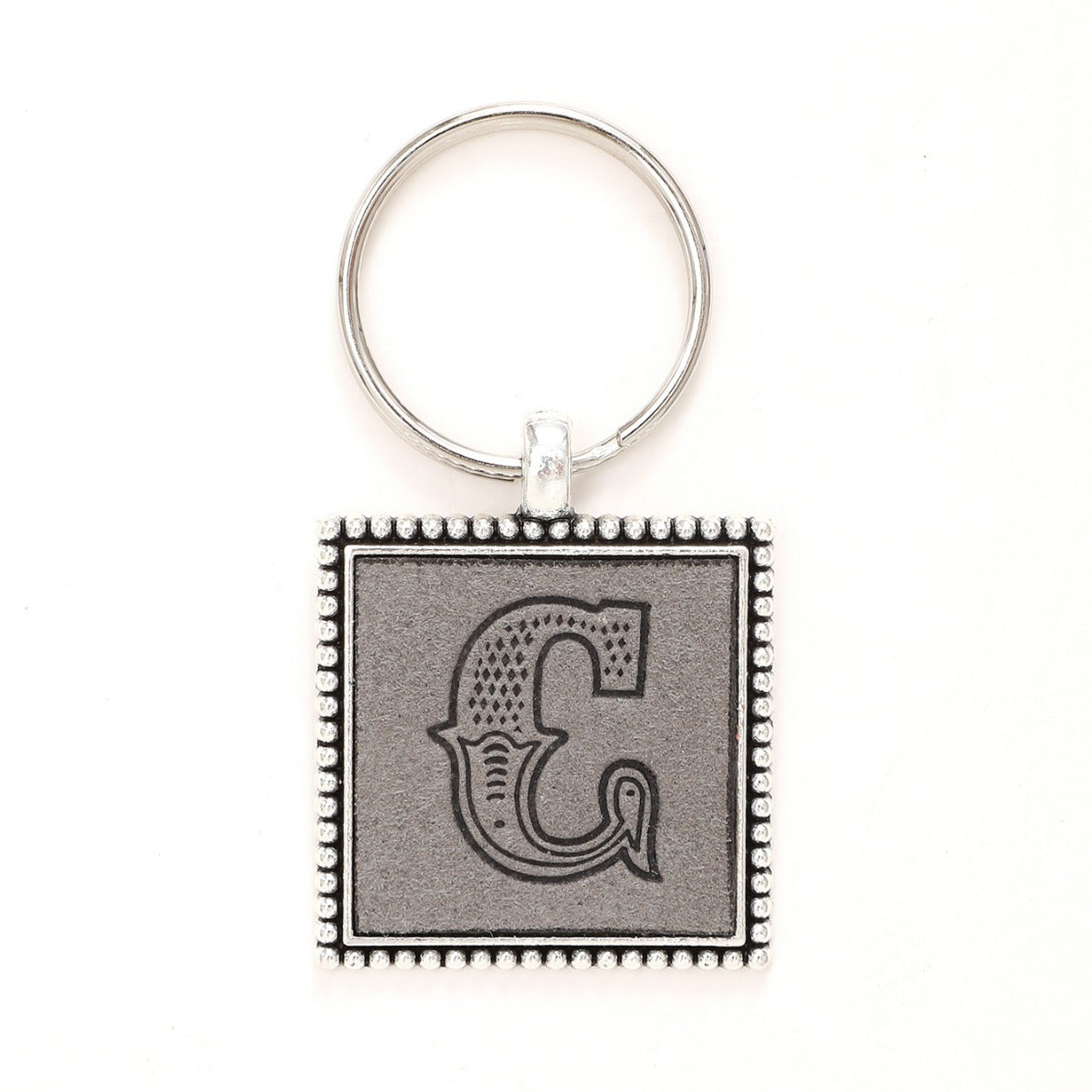 Wholesale 26 Letters Leather Embossed Keychain