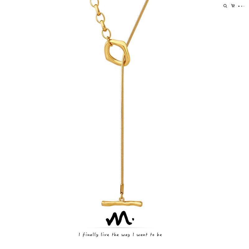 Wholesale Titanium Steel Plated 18K Gold OT Buckle Adjustable Chain Necklace Trendy Fashion Jewelry for Women