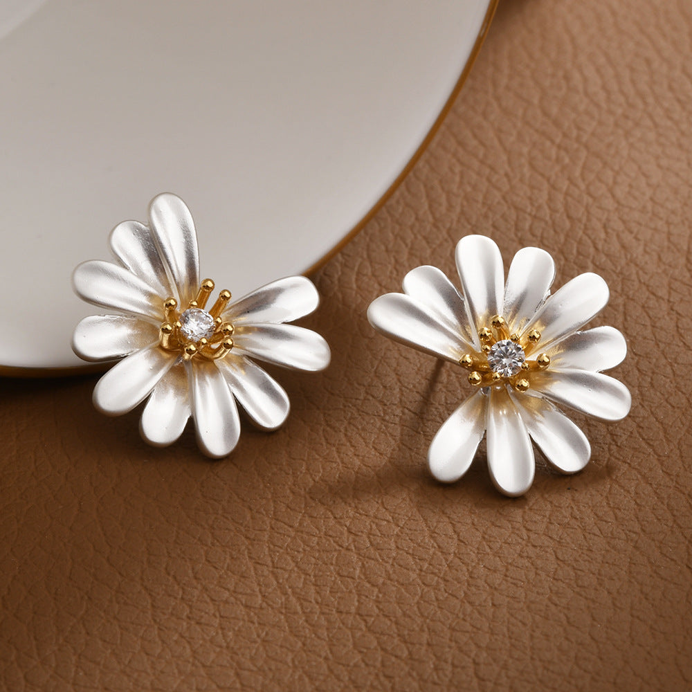Wholesale Matte Silver Copper Small Ear Studs Korean Style Fashion Accessory