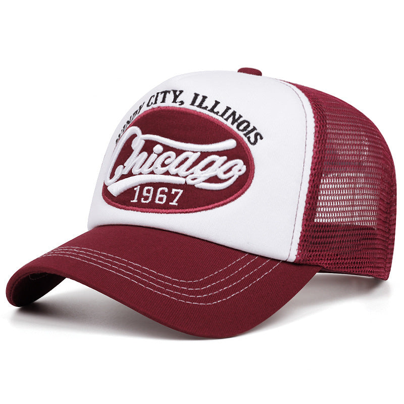 Wholesale Breathable Mesh Chicago Embroidered Trucker Baseball Cap For Summer Outdoor Sun Protection