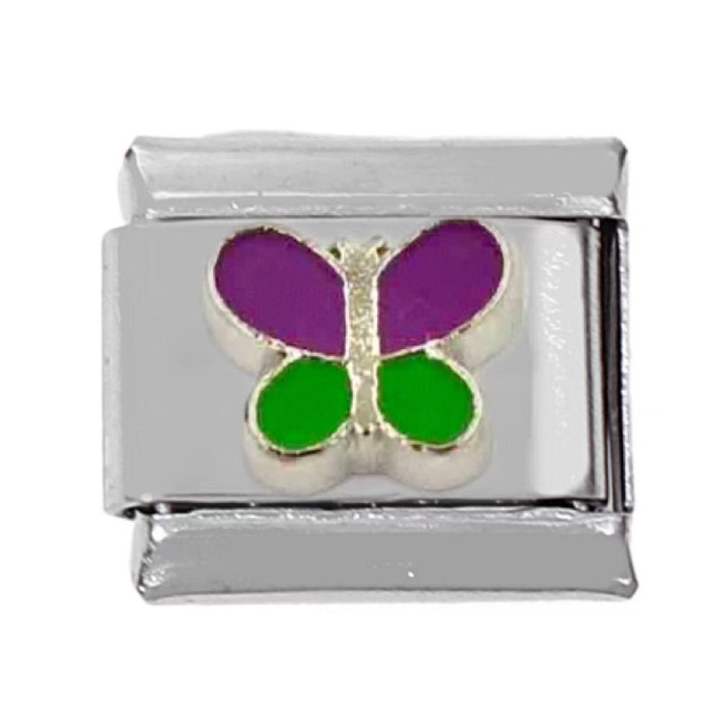 Wholesale 5pcs Italian Charm Bracelet Charm Module Stainless Steel Tulip Butterfly Bracelet 9mm DIY Pattern Free Stitching Detachable Composable Bracelet ACC-BT-DaLiang013