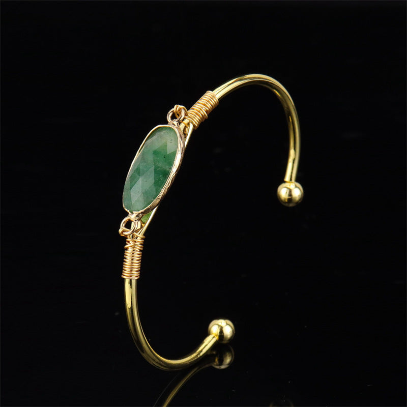 Wholesale Handmade Wire Wrapped Bracelet Natural Agate Crystal Moonstone Gold Wrap Unisex Fashion Accessory Gift