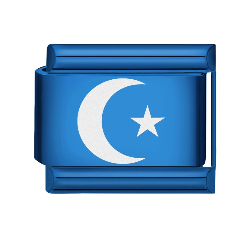 Wholesale Italian Charm Bracelet 9mm DIY Splicing Blue Series Stainless Steel Composable Bracelet