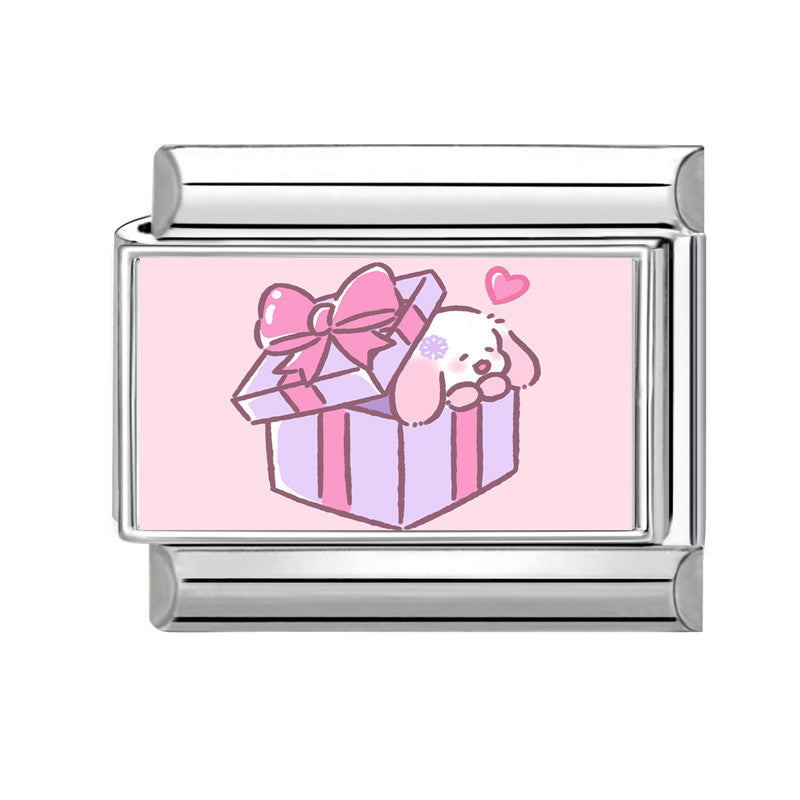 Wholesale Hearts and Love Italian Charms flowers DIY  Single Section Creative Stainless Steel Composable Bracelet