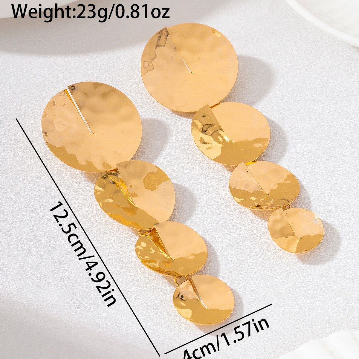 Wholesale Vintage Gold Tone Hammered Tassel Drop Earrings Layered Chic Vacation Jewelry Accessory For Women