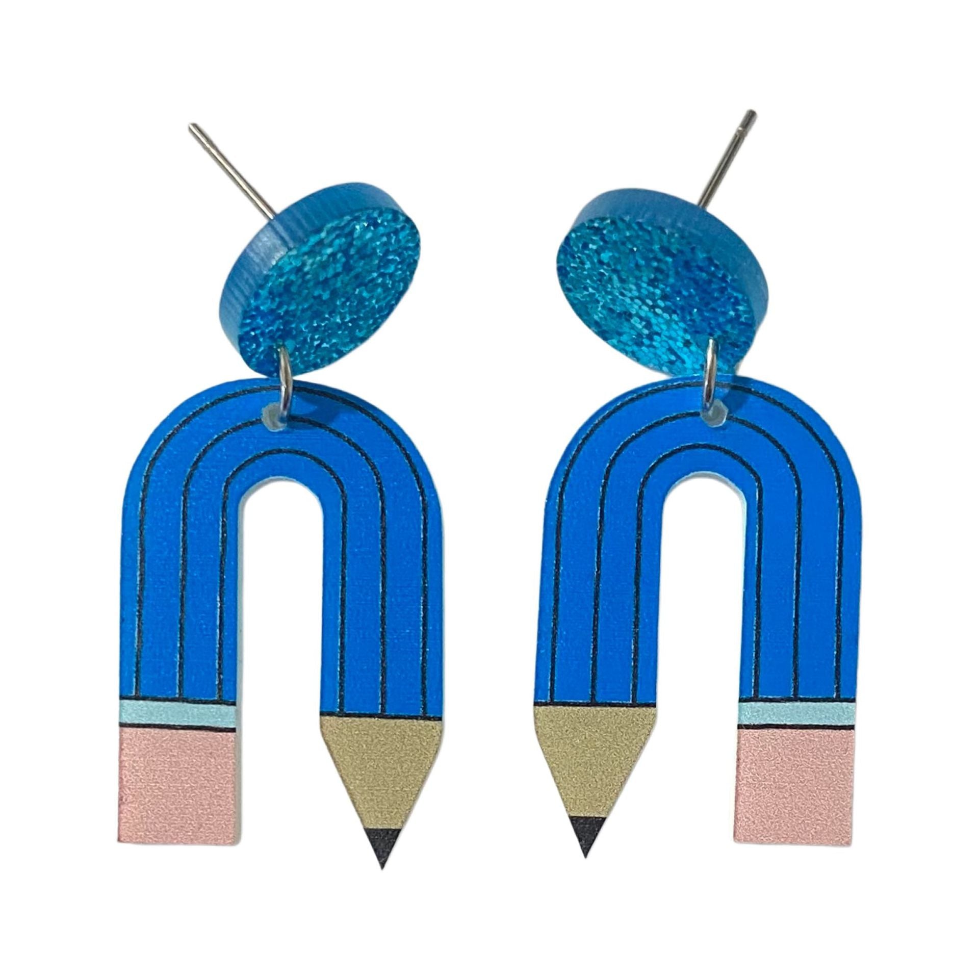 Wholesale Back to Scchool Colored Pencil Print Teacher' s Day Acrylic Earrings